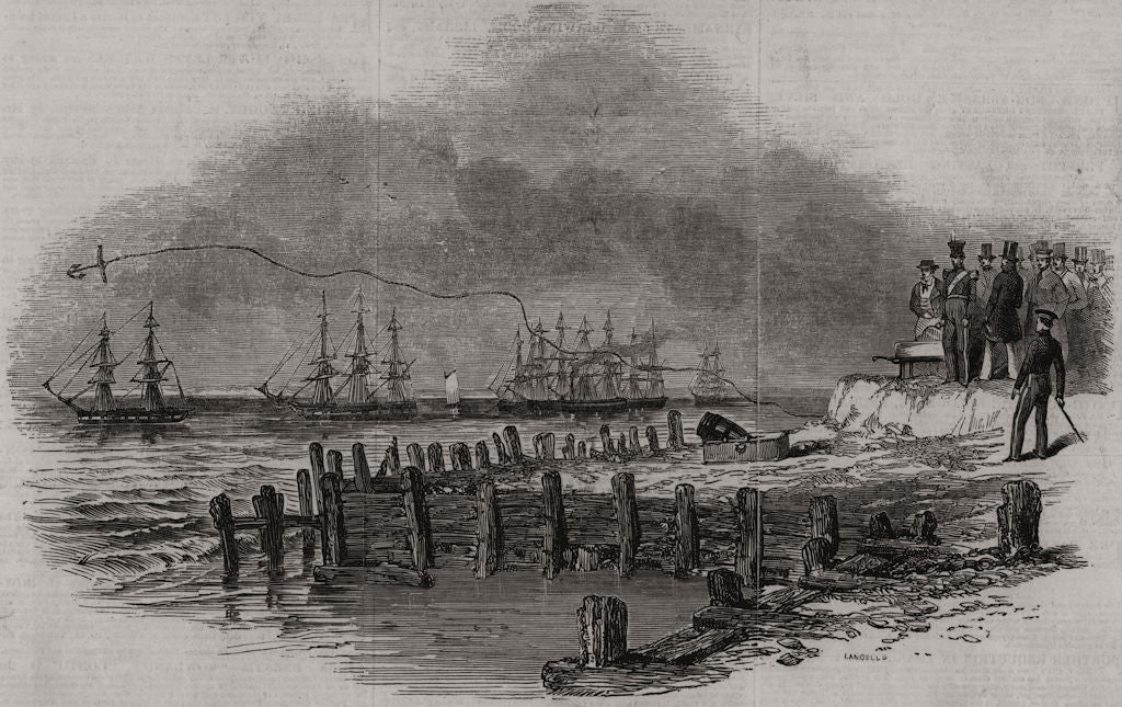 Capt Jerningham's experiment to save lives from shipwreck. Anchor cannon 1846